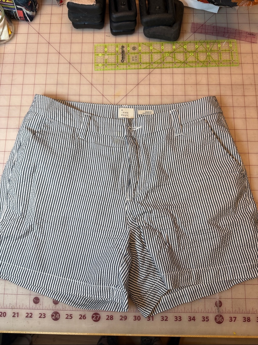 a new day Navy and White Striped Pants